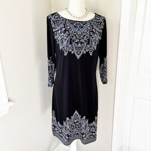 White House Black Market Blue Paisley Shift Dress
